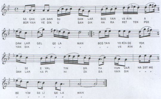 Sa�akl�ktan Su Damlar T�rk�s�n�n Notas�