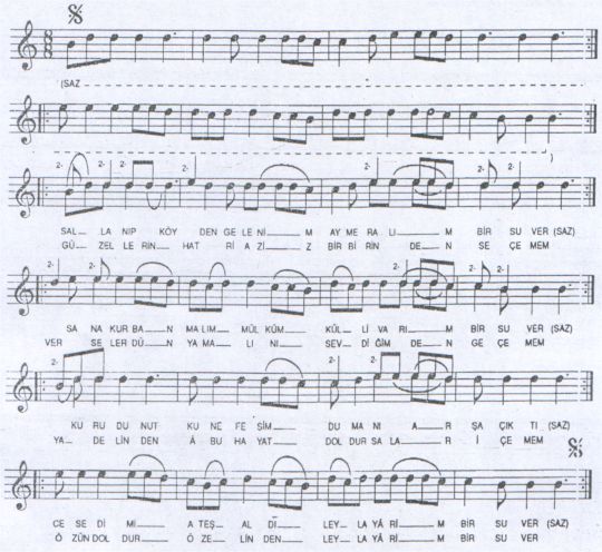 Sallan�p K�yden Gelenim T�rk�s�n�n Notas�