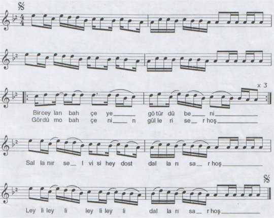 Sarho� (Bir Ceylen Bah�eye) T�rk�s�n�n Notas�