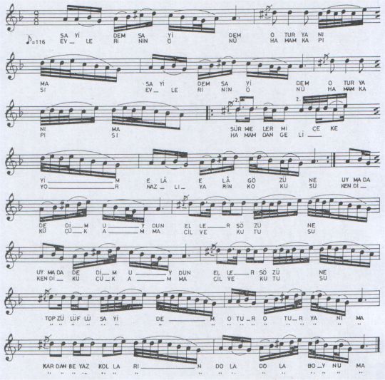 Sayidem Otur Yan�ma T�rk�s�n�n Notas�