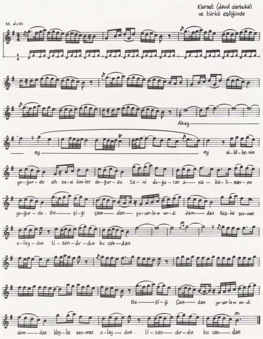 Silifke'nin Yo�urdu T�rk�s�n�n (2.Varyant) Notas�