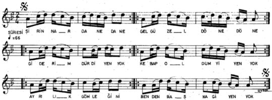 �irin Nar Dane Dane T�rk�s�n�n (1.Varyant) Notas�
