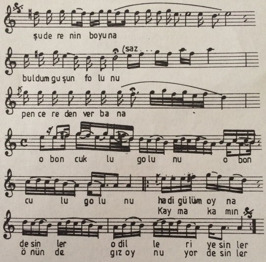 �u Derenin Boyuna T�rk�s�n�n Notas�