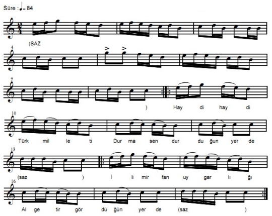 T�rk Milleti T�rk�s�n�n Notas�