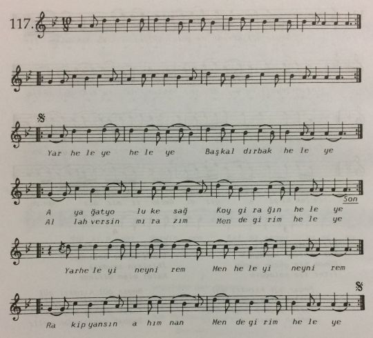 Yar Heleye Heleye T�rk�s�n�n Notas�
