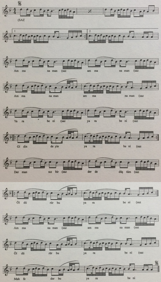 Yara Beni Yara Beni T�rk�s�n�n (2.Varyant) Notas�