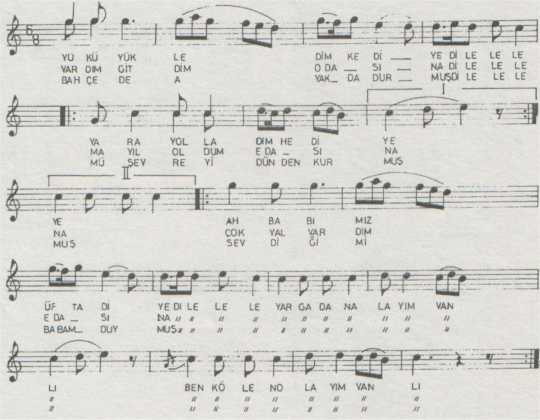 Y�k� Y�kledim Kediye T�rk�s�n�n Notas�