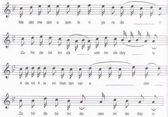 Zahirde Bat�nda Sen �mdat Eyle T�rk�s�n�n Notas�